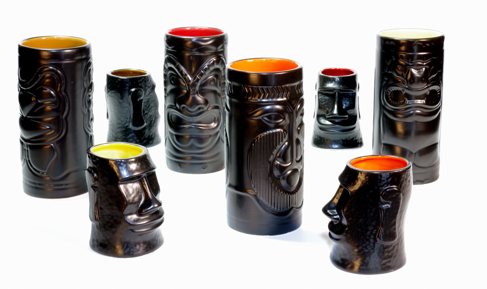 Set of 8 Tiki Mugs - Tall & Short