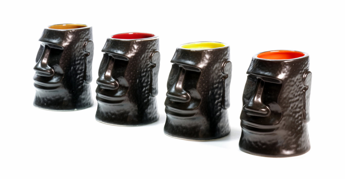 Set of 4 Short Moai Mugs