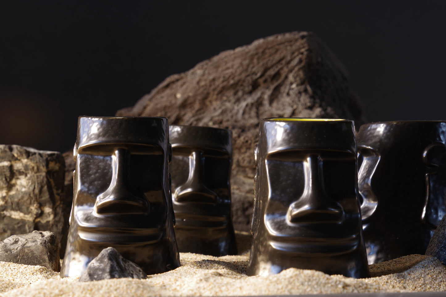 Set of 4 Short Moai Mugs