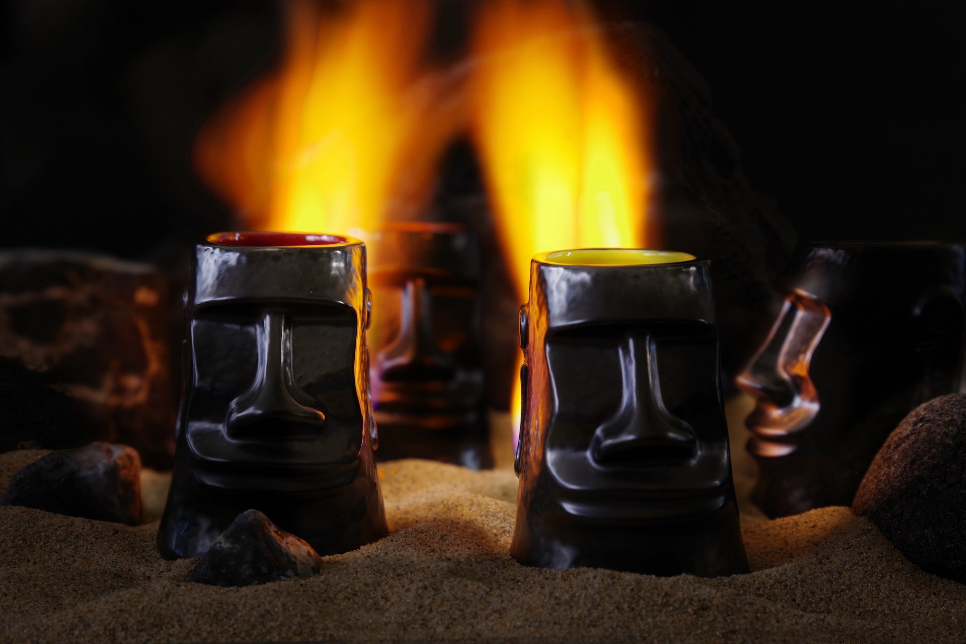 Set of 4 Short Moai Mugs