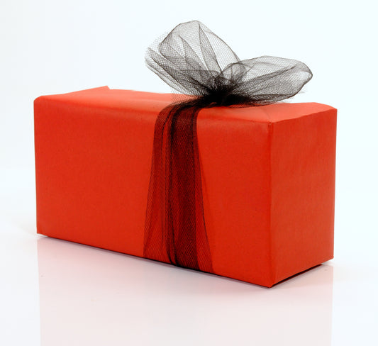 Red paper with black ribbon