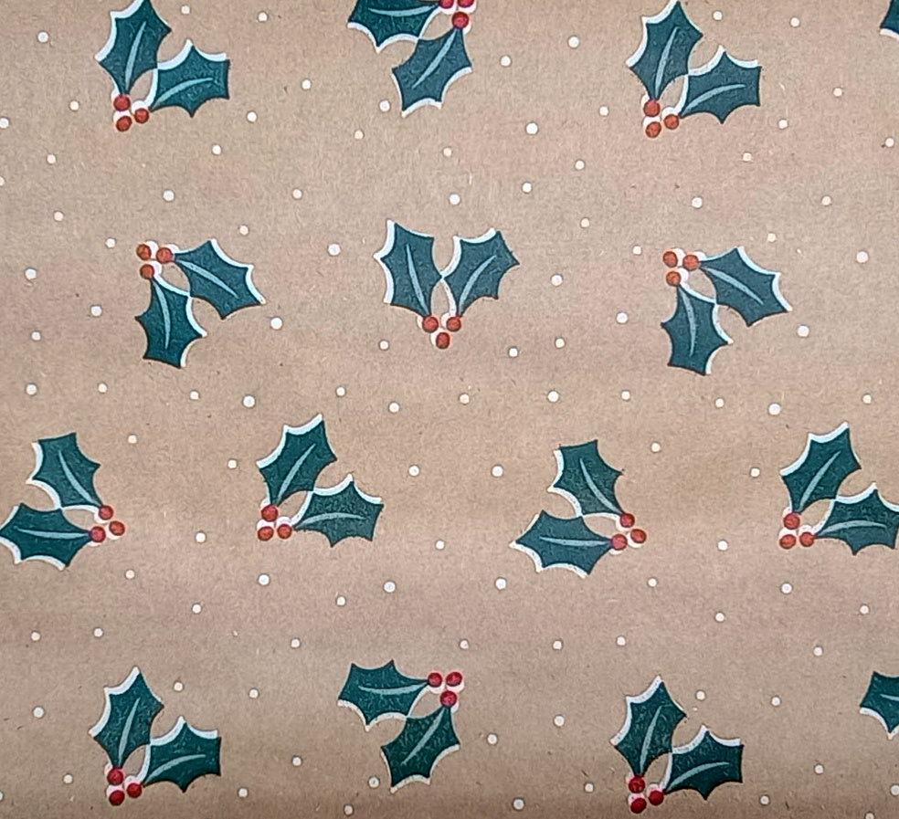 Holly wrapping paper