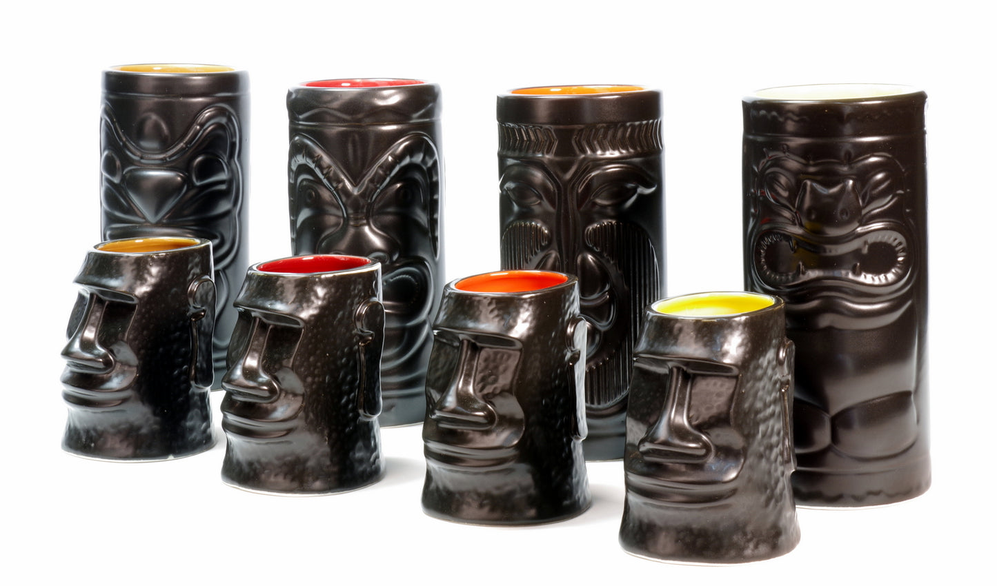 Set of 8 Tiki Mugs - Tall & Short